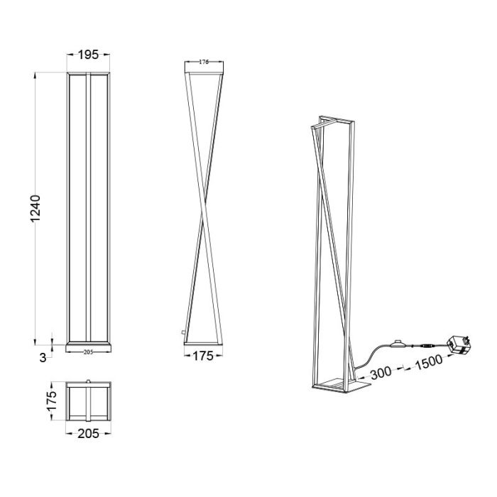 Black floor lamp modern, Chadi, 26W, warm to cold white adjustable LED