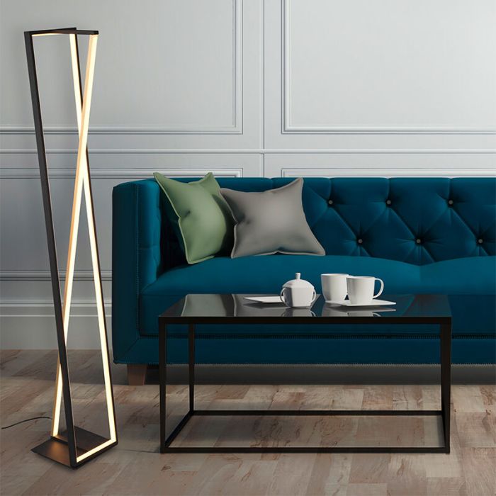 Black floor lamp modern, Chadi, 26W, warm to cold white adjustable LED