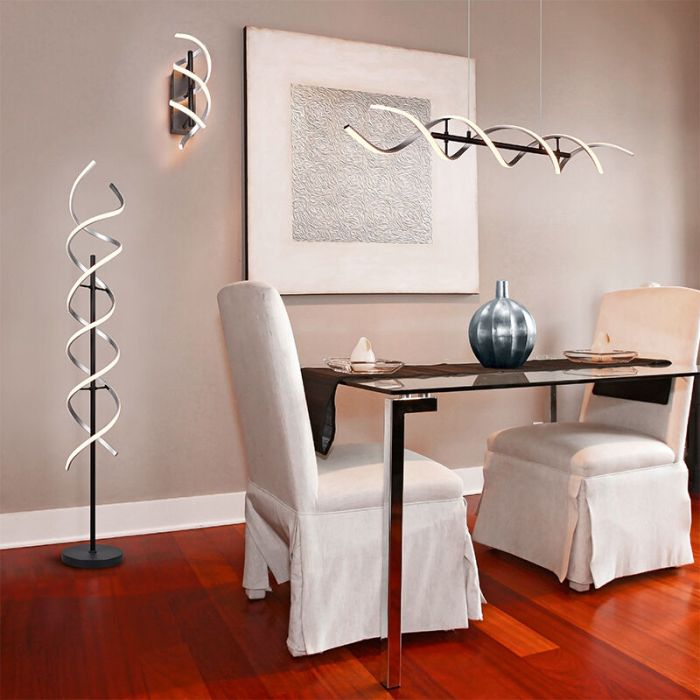 Chrome floor lamp design, Sylvian, 32W, warm to cold white adjustable LED, with touch dimmer