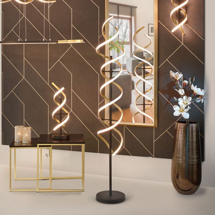 Brass floor lamp design, Sylvian, 32W, warm to cold white adjustable LED, with touch dimmer
