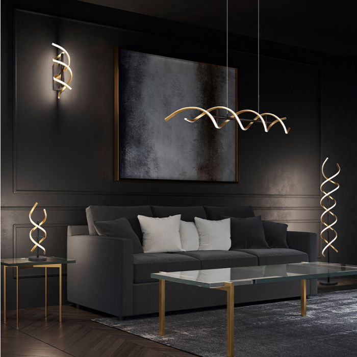 Brass floor lamp design, Sylvian, 32W, warm to cold white adjustable LED, with touch dimmer