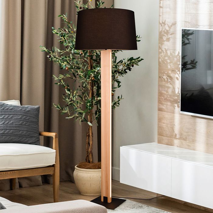 Black floor lamp modern, Radia, 3000K LED, with touch dimmer
