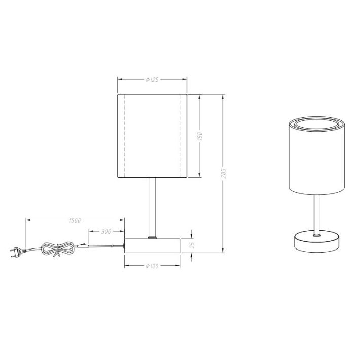 Anthracite table lamp modern, Mirle, with switch