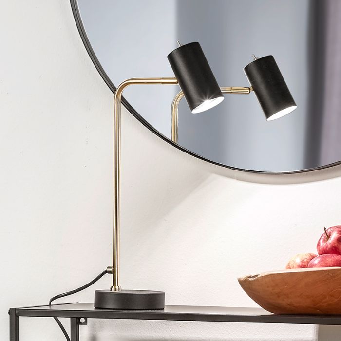 Brass table lamp modern, Kaso, with switch