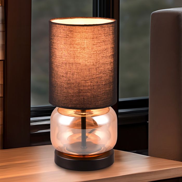 Black table lamp retro, Vita, with switch