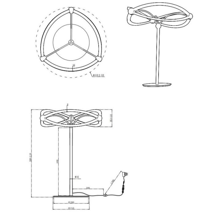 Brass table lamp modern, Remy, 20W, 3000K LED, with switch
