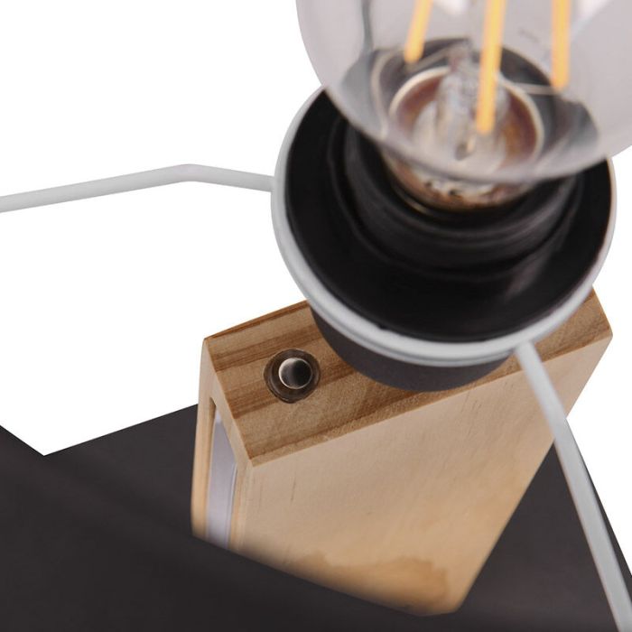 Black table lamp modern, Radia, with switch