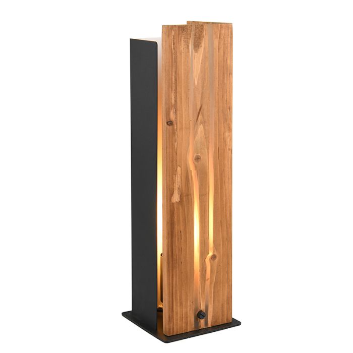 Rustic table lamp wood, Karijn, with switch