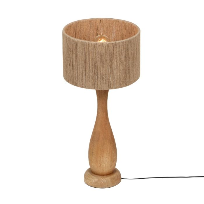 Rustic table lamp wood, Mucahit, with switch