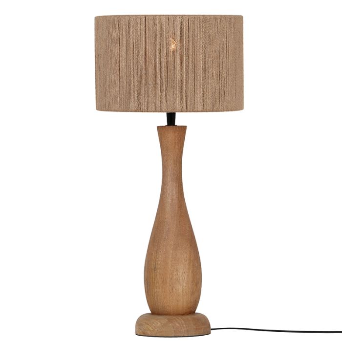 Rustic table lamp wood, Mucahit, with switch
