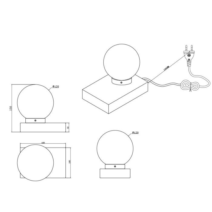 Black table lamp modern, Jullian, with switch