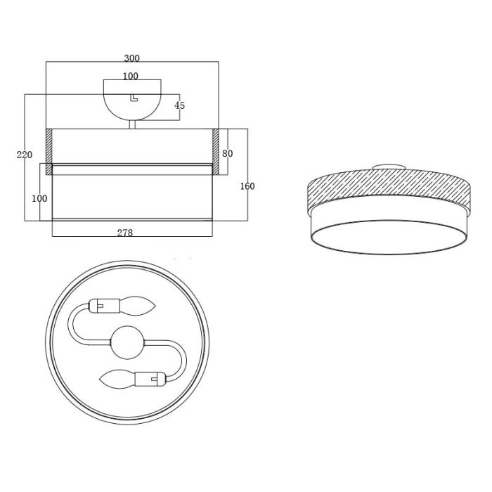 White flush ceiling light modern, Sylvia