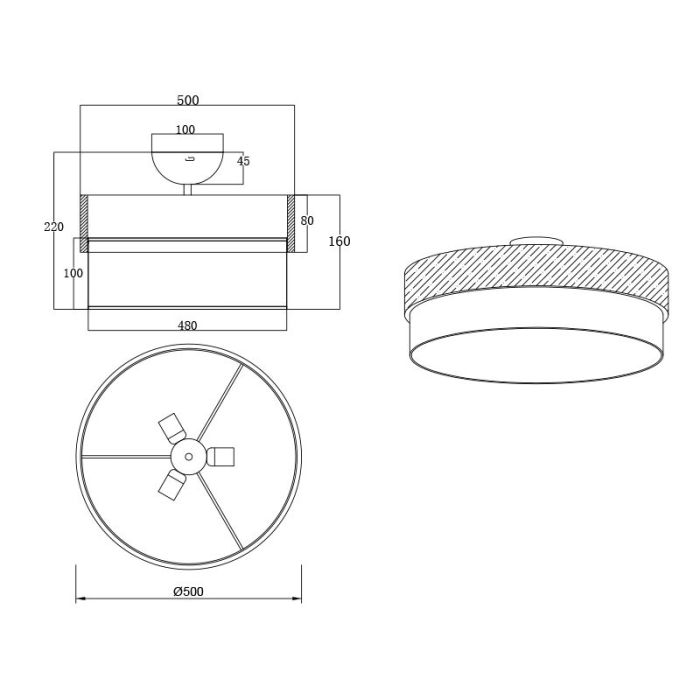 White flush ceiling light modern, Sylvia