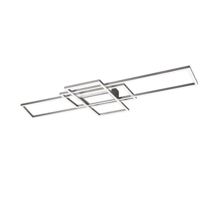 Nickel flush ceiling light modern, Retan, 60W, warm to cold white adjustable LED, with remote control