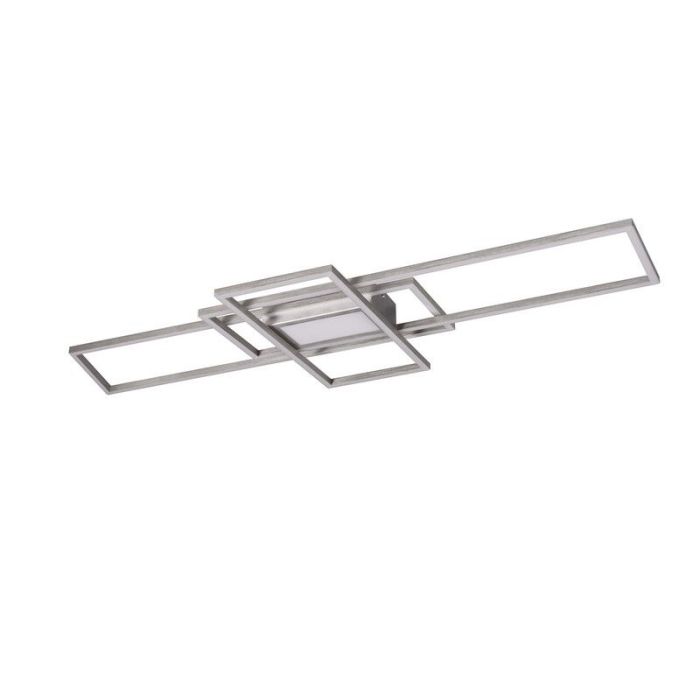 Nickel flush ceiling light modern, Retan, 60W, warm to cold white adjustable LED, with remote control