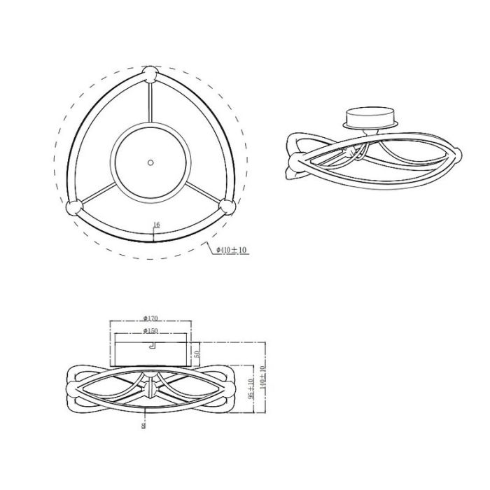 Nickel flush ceiling light modern, Remy, 20W, 3000K LED