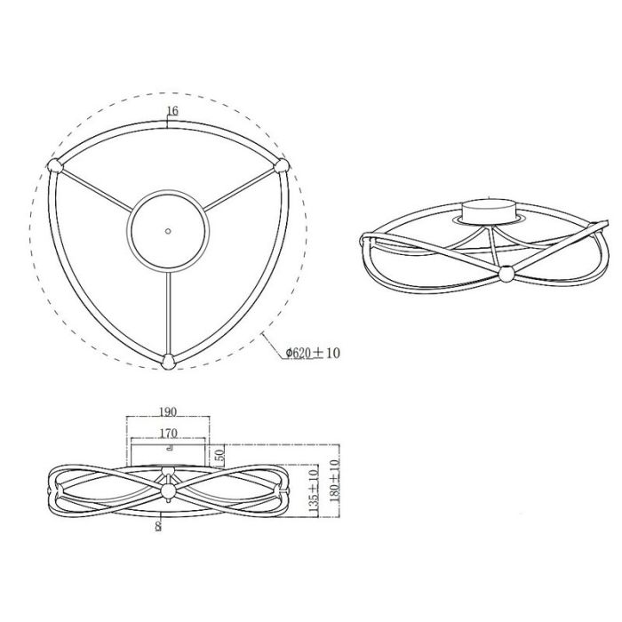 Nickel flush ceiling light modern, Remy, 42W, 3000K LED