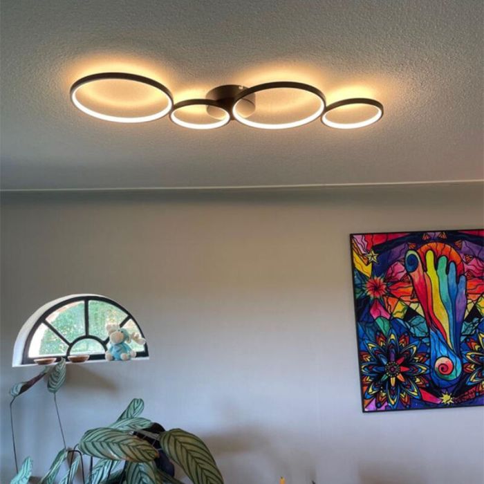 Black flush ceiling light modern, Robon, 37W, 3000K LED