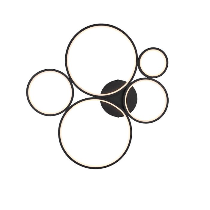 Black flush ceiling light modern, Robon, 49W, 3000K LED