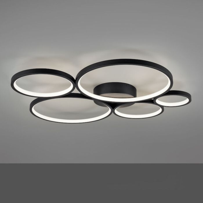 Black flush ceiling light modern, Robon, 49W, 3000K LED