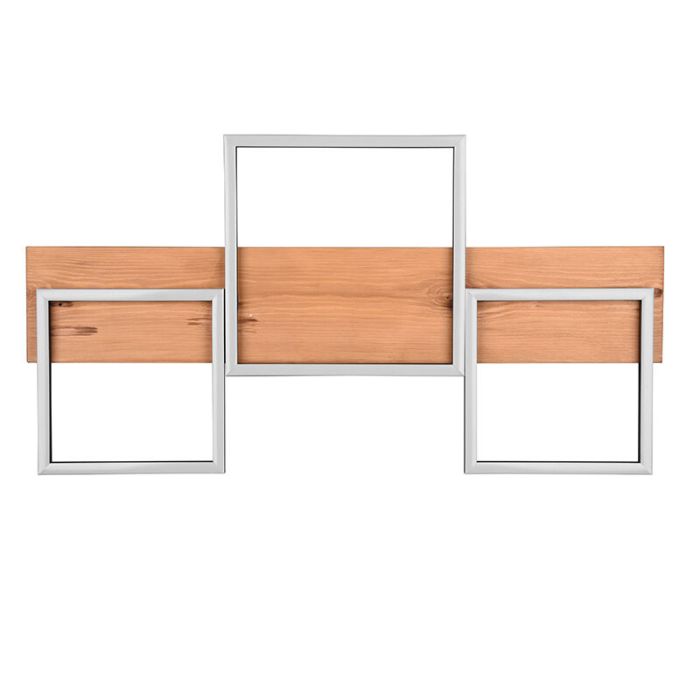 Wood flush ceiling light brown, Justian, 30W, 3000K LED, 3-step dimmable