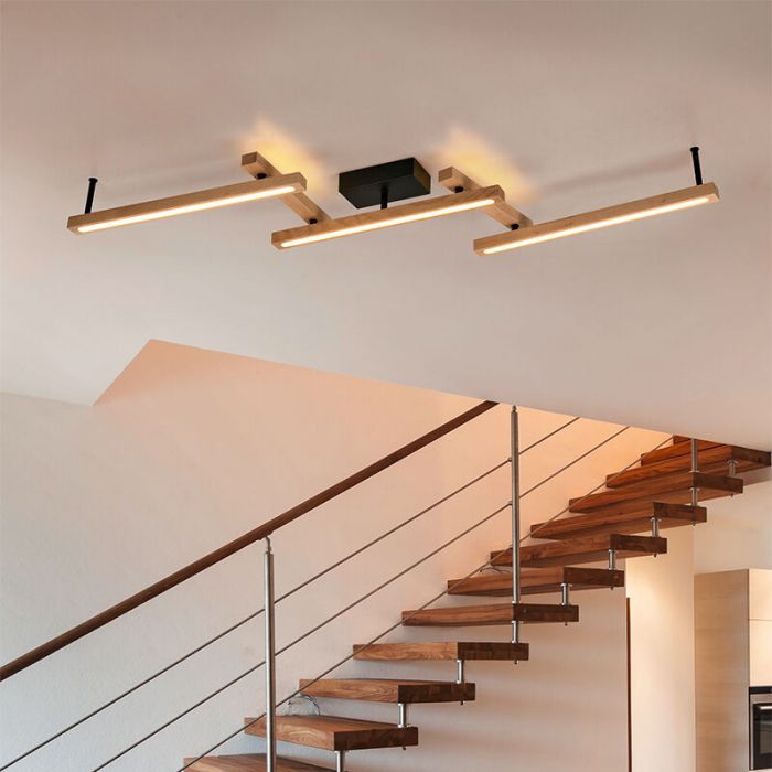 Brown flush ceiling light modern, Kelley, 36W, warm to cold white adjustable LED, with remote control