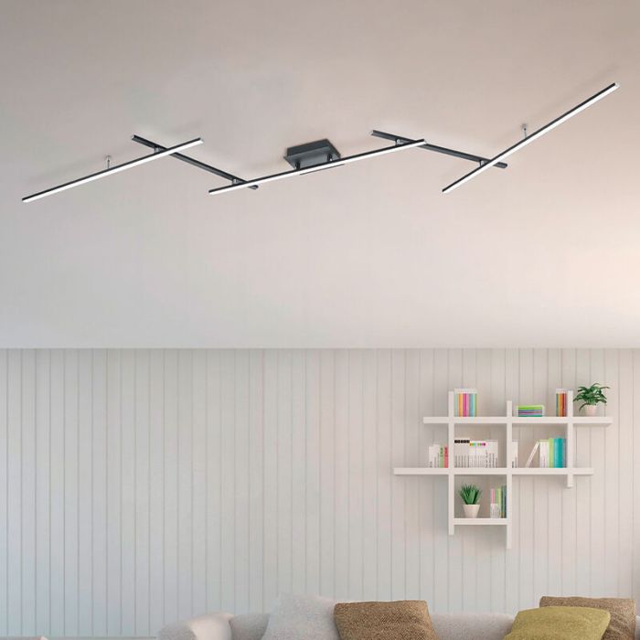 Black flush ceiling light modern, Nadja, 22W, RGBW LED, with remote control