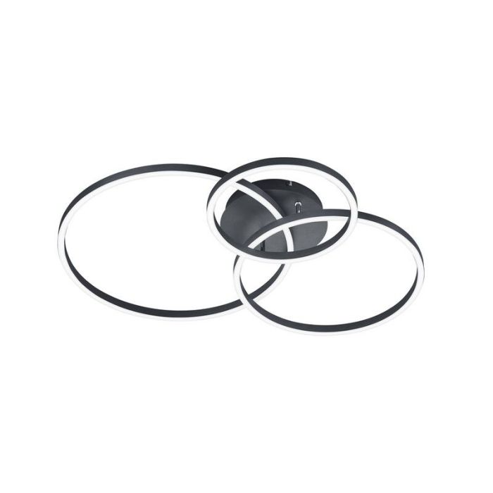 Black flush ceiling light modern, Elze, 28W, RGBW LED, with remote control
