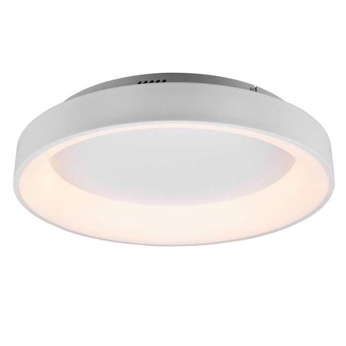White flush ceiling light modern, Jered, 48W, warm to cold white adjustable LED, with remote control