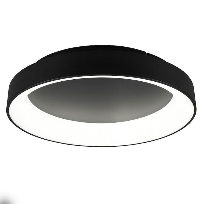 Black flush ceiling light modern, Jered, 48W, warm to cold white adjustable LED, with remote control