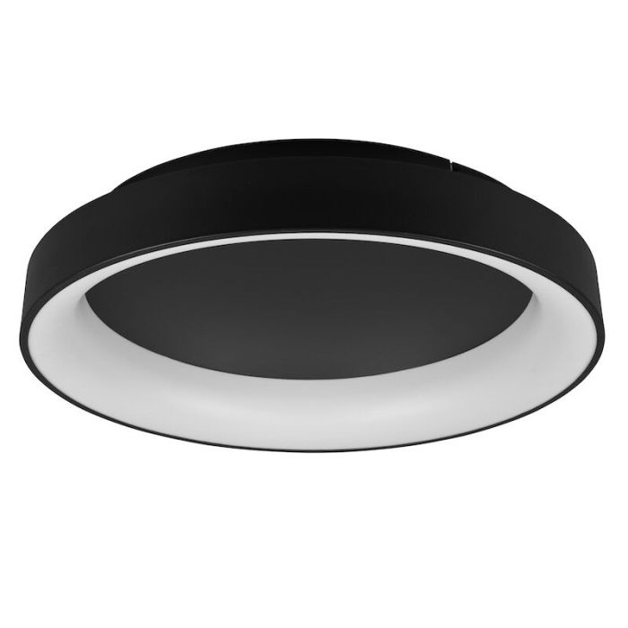 Black flush ceiling light modern, Jered, 48W, warm to cold white adjustable LED, with remote control