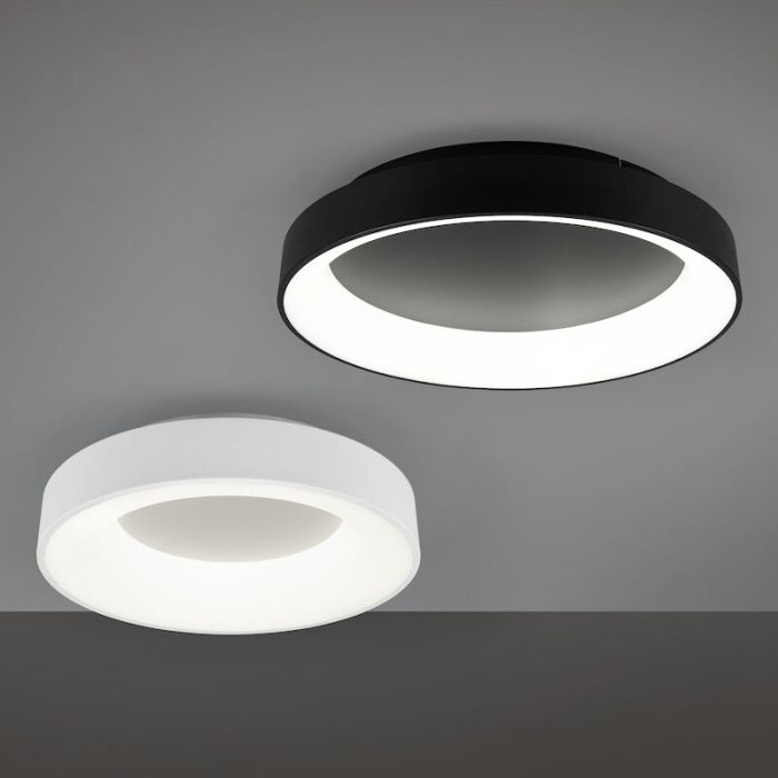 Black flush ceiling light modern, Jered, 48W, warm to cold white adjustable LED, with remote control