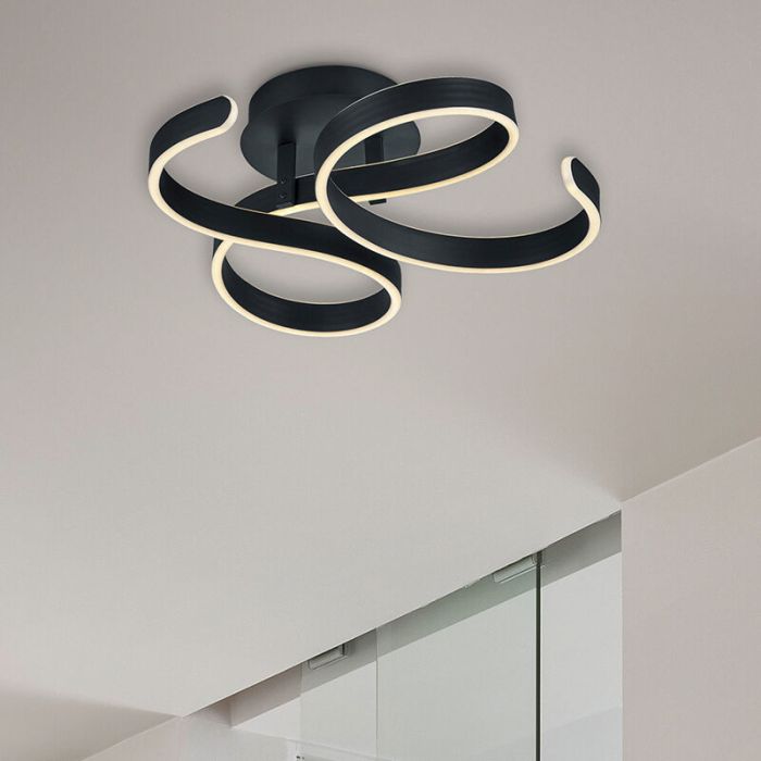 Anthracite flush ceiling light modern, Davu, 40W, 3000K LED