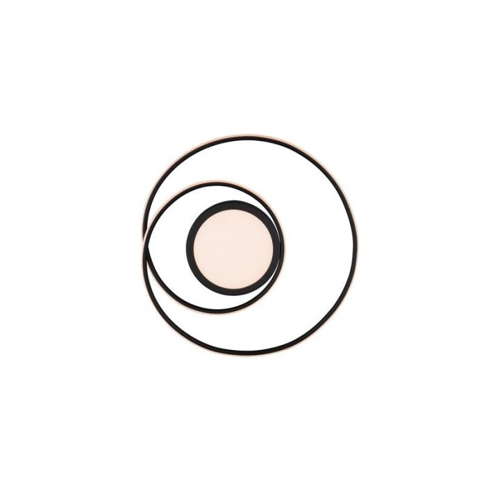 Black flush ceiling light modern, Elysa, 56W, warm to cold white adjustable LED, with remote control