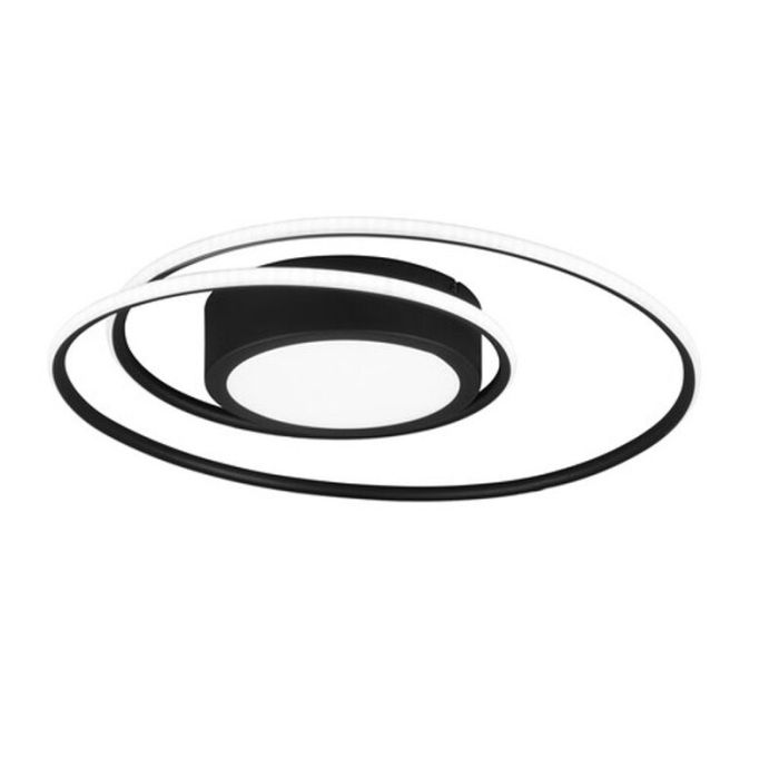 Black flush ceiling light modern, Elysa, 56W, warm to cold white adjustable LED, with remote control