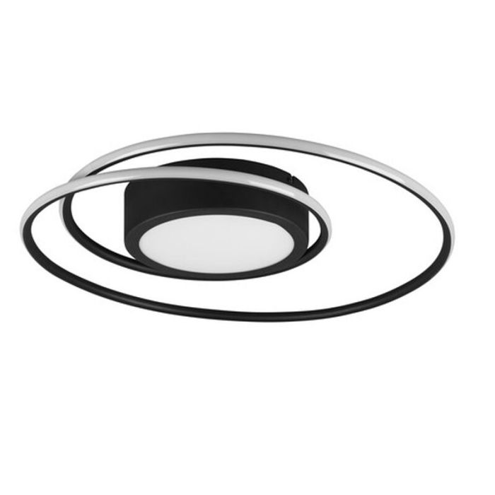 Black flush ceiling light modern, Elysa, 56W, warm to cold white adjustable LED, with remote control