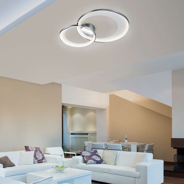 Chrome flush ceiling light modern, Kendi, 29W, 3000K LED