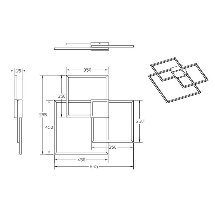 White flush ceiling light modern, Kimoni, 38W, 4000K LED, 3-step dimmable