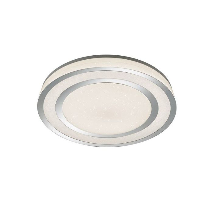 Chrome flush ceiling light modern, Saleem, 45W, warm to cold white adjustable LED, with switch