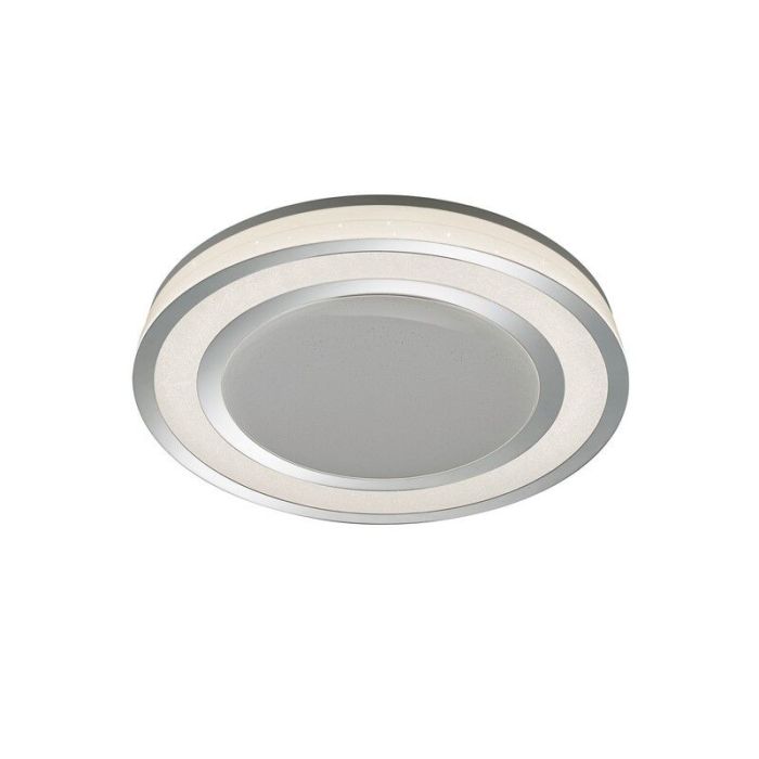 Chrome flush ceiling light modern, Saleem, 45W, warm to cold white adjustable LED, with switch