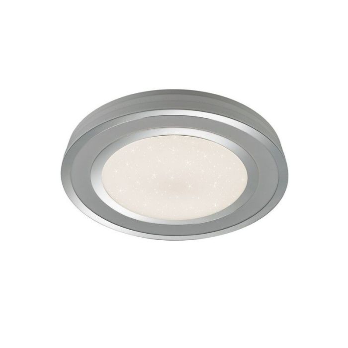 Chrome flush ceiling light modern, Saleem, 45W, warm to cold white adjustable LED, with switch