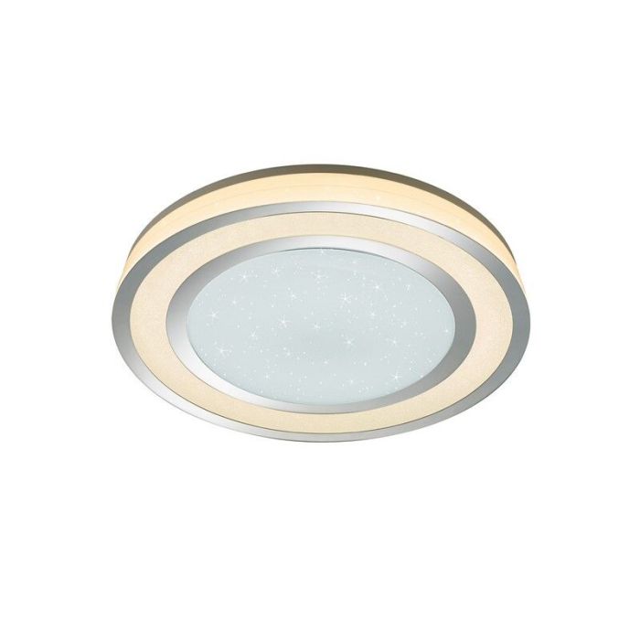 Chrome flush ceiling light modern, Saleem, 45W, warm to cold white adjustable LED, with switch