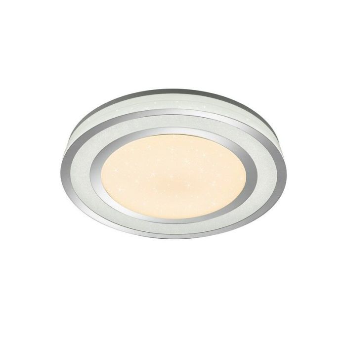 Chrome flush ceiling light modern, Saleem, 45W, warm to cold white adjustable LED, with switch