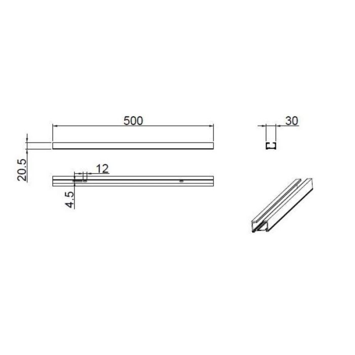 50cm track for 2-phase track lighting, white