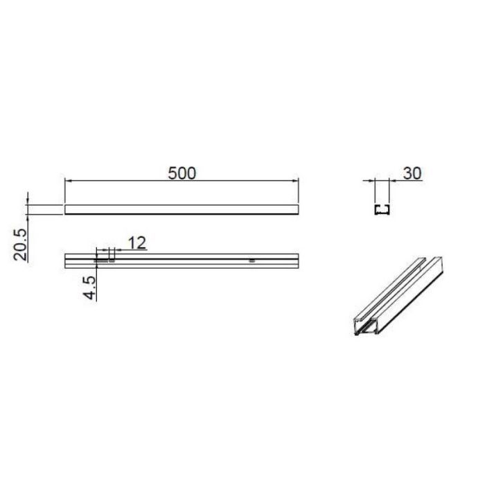 50cm track for 2-phase track lighting, gray