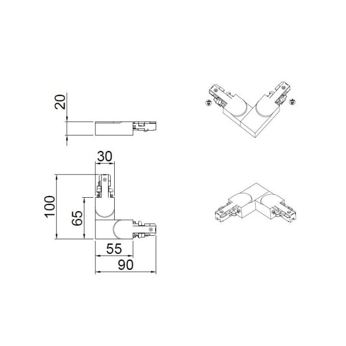 Corner piece with protective conductor outside, gray