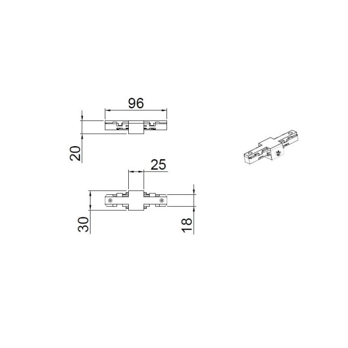 White Isolator for 2 phase track lighting