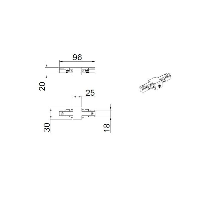 Black Isolator for 2 phase track lighting