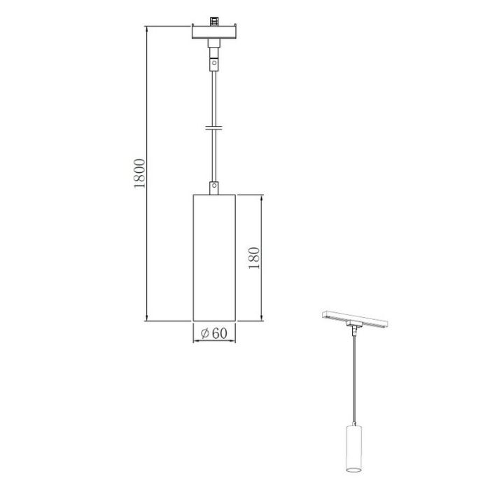 Black 2-phase track lighting hanging lamp Ivar