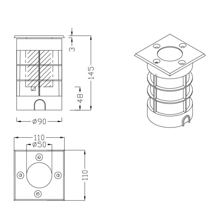 Nickel ground light modern, Jabari, 3W, 3000K LED, IP65